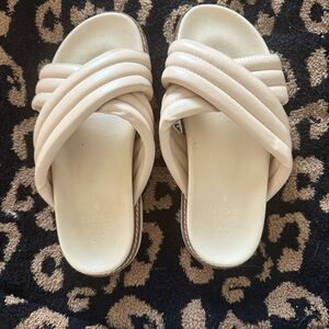 Shop Talulah Cream Slide Sandals